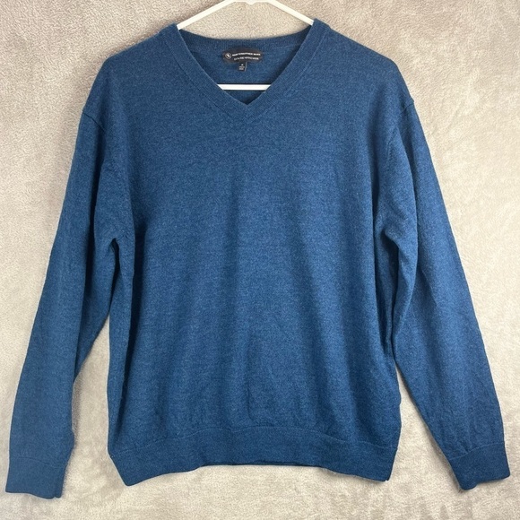 HART SCHAFFNER MARX Fine Merino Wool Sweater Blue V-Neck XL - Picture 1 of 13